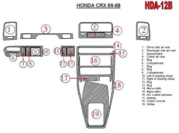 Honda CRX 1988-1989 Ensemble Complet BD Kit la décoration du tableau de bord - 2 - habillage decor de tableau de bord