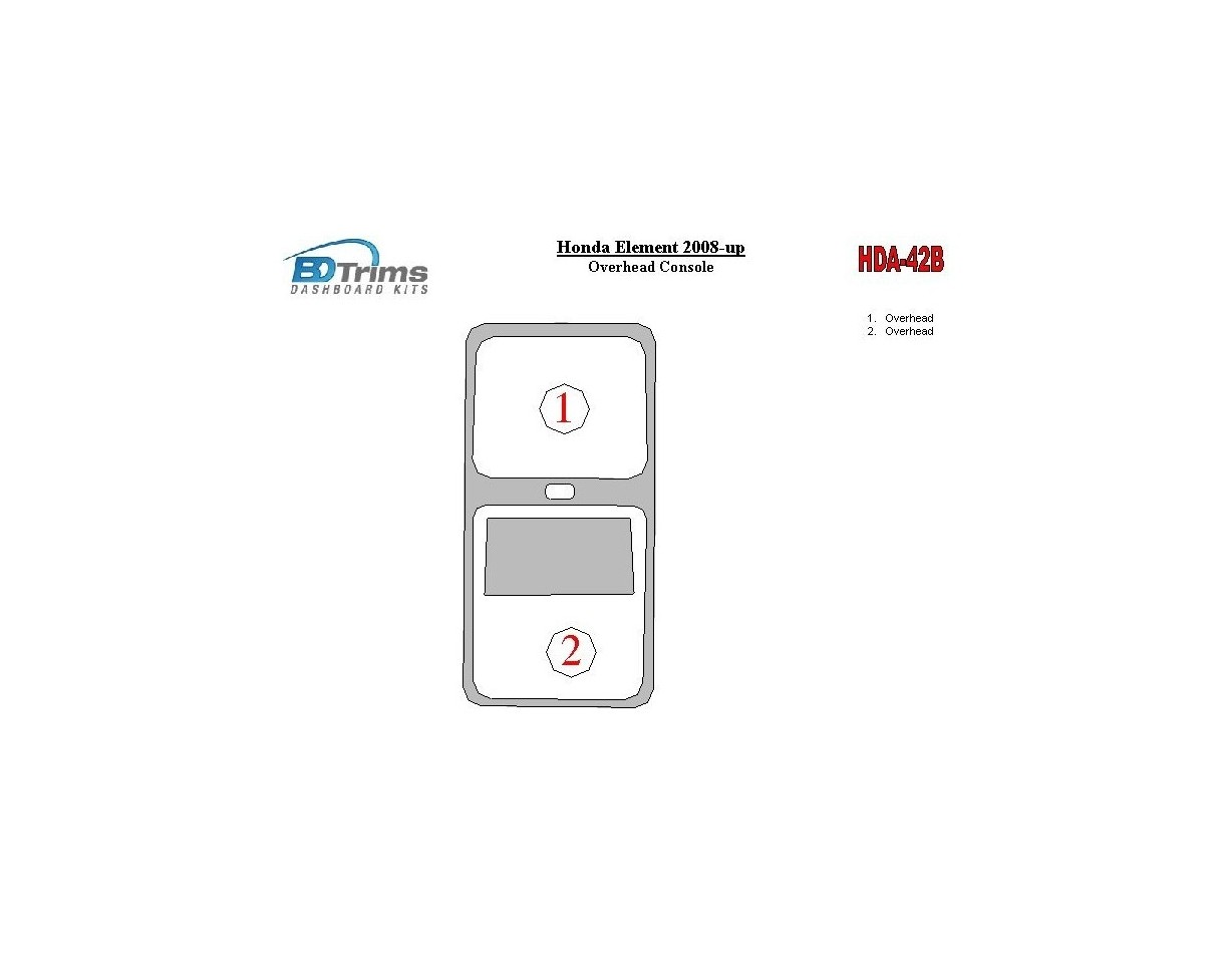 Honda Element 2008-UP Overhead Console BD Kit la décoration du tableau de bord - 1 - habillage decor de tableau de bord