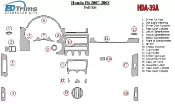 Honda Fit 2007-2008 Full Set Decor de carlinga su interior