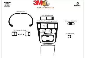 Honda HR-V 02.99-12.05 3M 3D Interior Dashboard Trim Kit Dash Trim Dekor 13-Parts