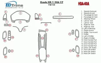 Honda HR-V 2016-UP Ensemble Complet BD Kit la décoration du tableau de bord - 1 - habillage decor de tableau de bord