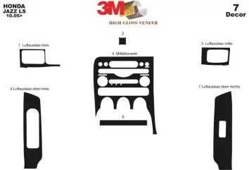 Honda Jazz 01.2002 3M 3D Interior Dashboard Trim Kit Dash Trim Dekor 7-Parts