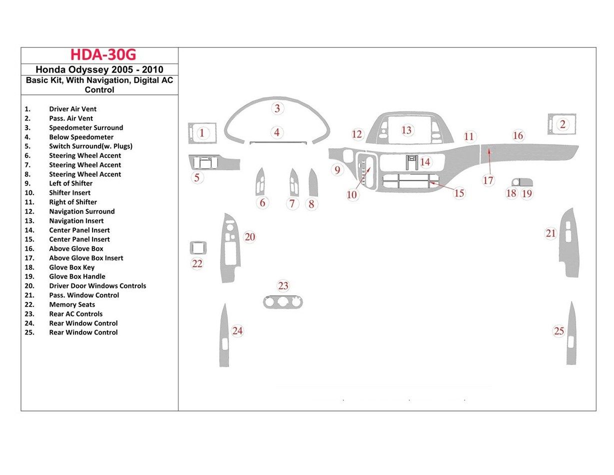Honda Odyssey 2005-UP Grundset, With NAVI system, Automatic AC Control BD innenausstattung armaturendekor cockpit dekor - 1- Coc