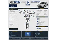 Ford Focus 2000-2002 Basic Set; senza Armrest, 2&4-Door kit rivestimento cruscotto e interni 3D 14 pezzi