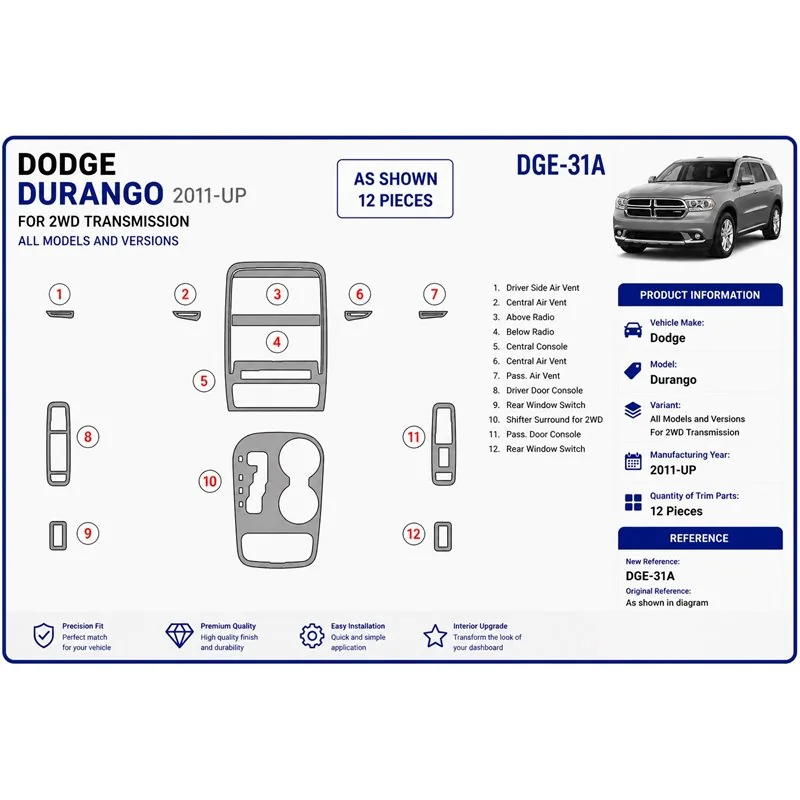 Dodge Durango 2011+ 3D dashboard sierlijstset