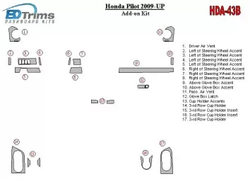 Honda Pilot 2009-UP additional kit Decor de carlinga su interior