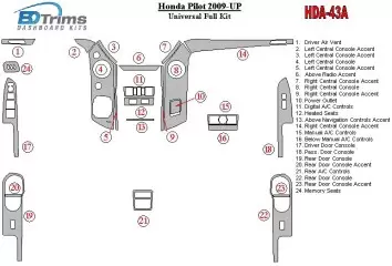 Honda Pilot 2009-UP Universal Full Set Decor de carlinga su interior