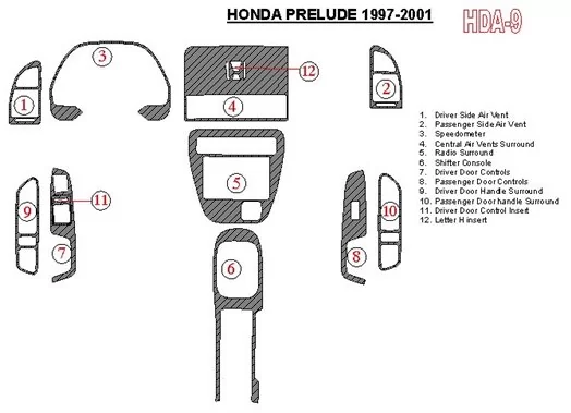 Honda Prelude 1997-2001 Full Set Interior BD Dash Trim Kit