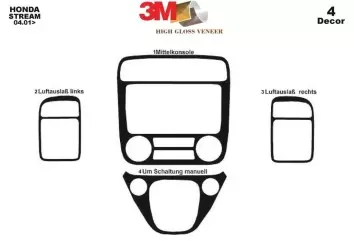 Honda Stream 04.01-12.05 3M 3D Interior Dashboard Trim Kit Dash Trim Dekor 4-Parts