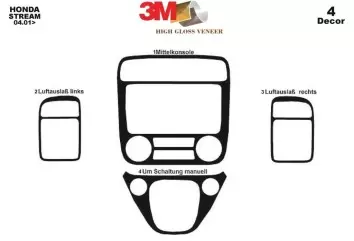 Honda Stream 04.01-12.05 3D Decor de carlinga su interior del coche 4-Partes