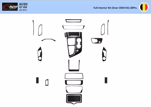 Audi Q7 4M seit 2015 3D Interior Dashboard Trim Kit Dash Trim Dekor 28-Parts