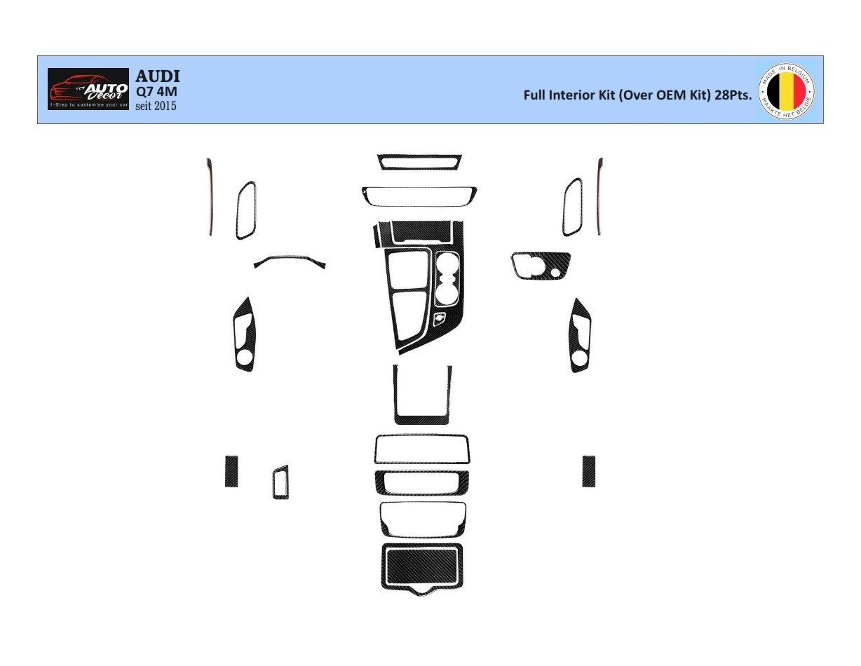 Audi Q7 4M seit 2015 3D Interior Dashboard Trim Kit Dash Trim Dekor 28-Parts