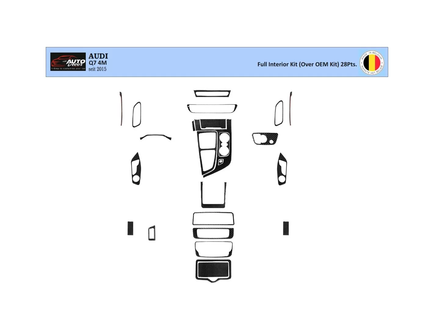 Audi Q7 4M seit 2015 3D Interior Dashboard Trim Kit Dash Trim Dekor 28-Parts