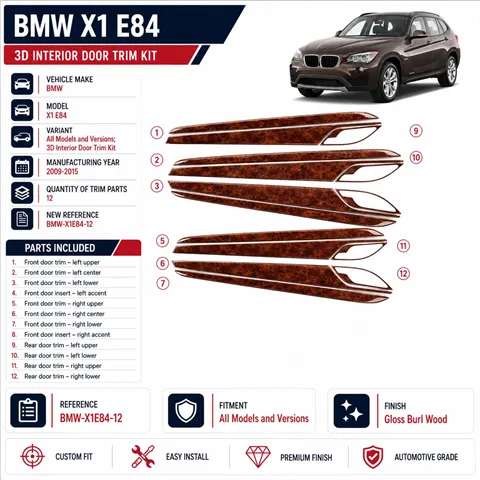 BMW X1 E84 2009-2015 3D Cockpit Dekor Interieurleisten Set 12-teilig