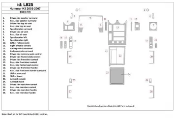 Hummer H2 2003-2007 Basic Set Interior BD Dash Trim Kit