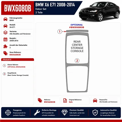 BMW X6 E71 2008-2014 kit 3D de molduras interiores para salpicadero 2 piezas