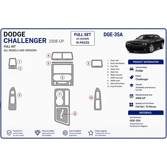 Dodge Challenger 2008+ complete set 3D dashboard sierlijstset
