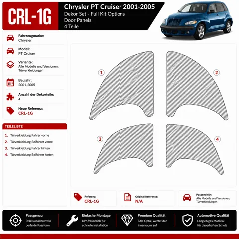 Chrysler PT Cruiser 2001-2005 Door panels, 4 piezas set kit de molduras interiores para salpicadero