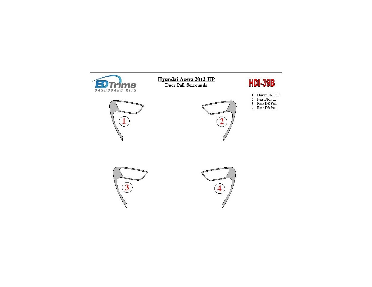 Hyundai Azera 2012-UP Door Inserts BD Kit la décoration du tableau de bord - 1 - habillage decor de tableau de bord