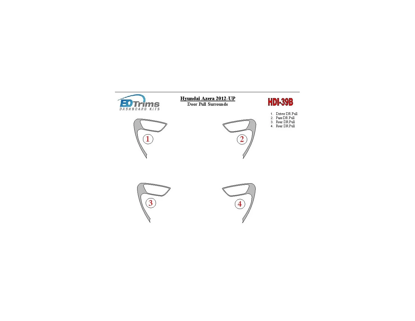 Hyundai Azera 2012-UP Door Inserts Interior BD Dash Trim Kit