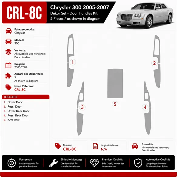 Chrysler 300 2005-2007 Door Handles interieur dashboard decoratieset dashboard decor