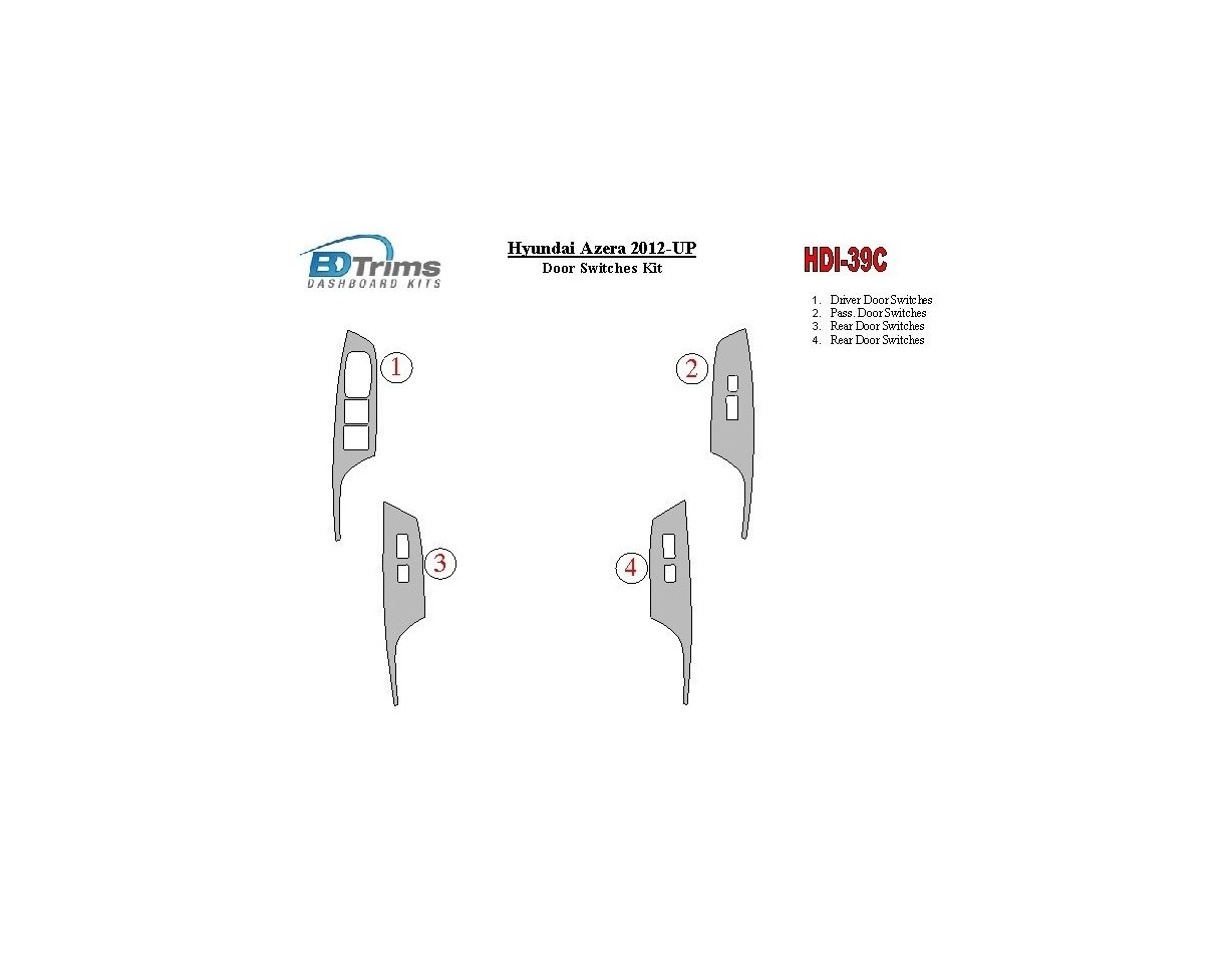 Hyundai Azera 2012-UP Window control BD Kit la décoration du tableau de bord - 1 - habillage decor de tableau de bord