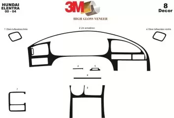 Hyundai Elantra 08.00-12.03 3M 3D Interior Dashboard Trim Kit Dash Trim Dekor 8-Parts