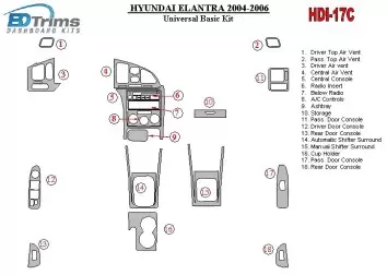 Hyundai Elantra 2004-2006 Universal Basic Set Decor de carlinga su interior