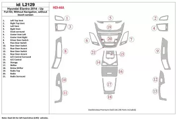 Hyundai Elantra 2014-UP Full Set, Without NAVI Interior BD Dash Trim Kit