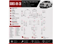 Dodge Ram 1500 2009-2012 kit rivestimento cruscotto e interni 3D 38 pezzi