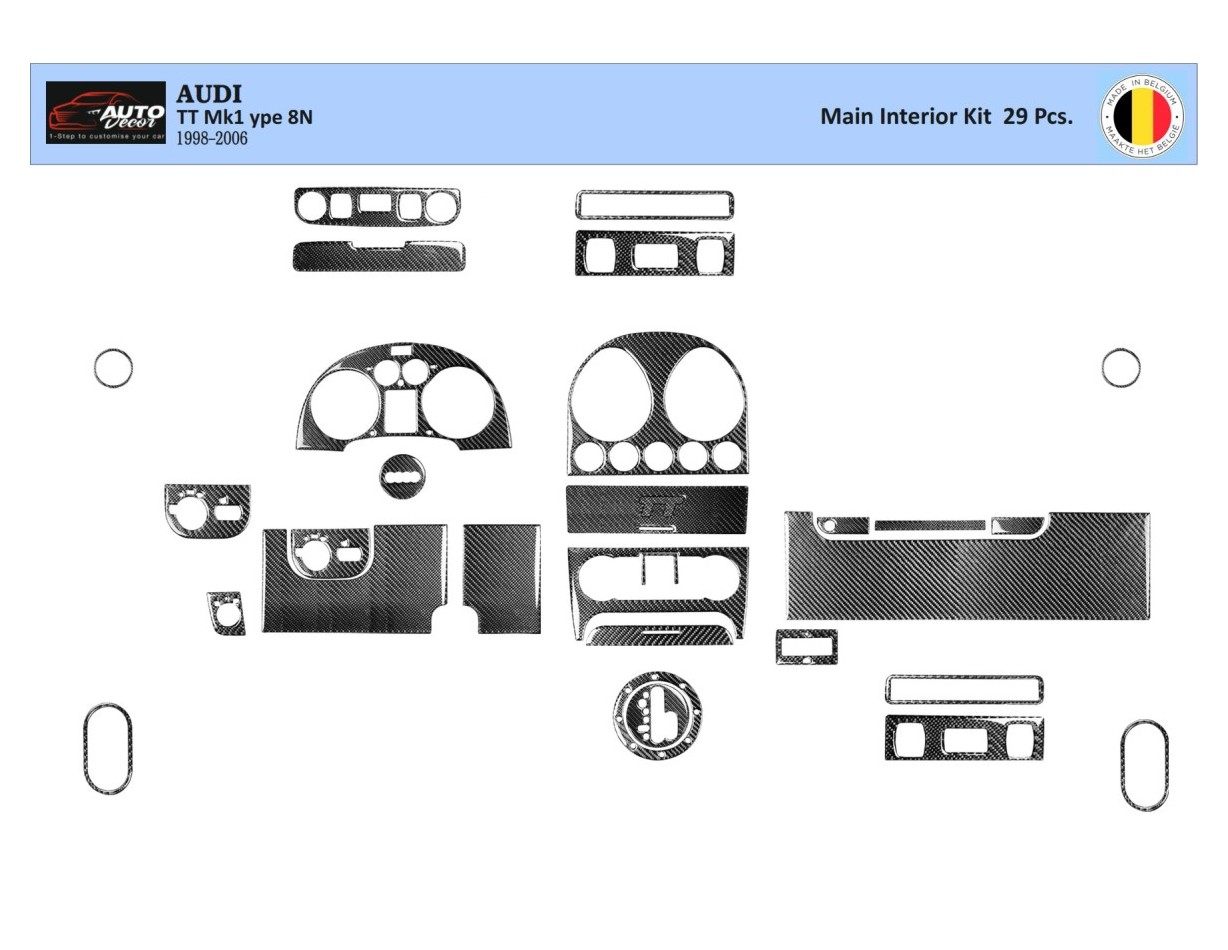 Audi TT 2001-2006 Soft Roof-Coupe, 29 Parts set Cruscotto BD Rivestimenti interni