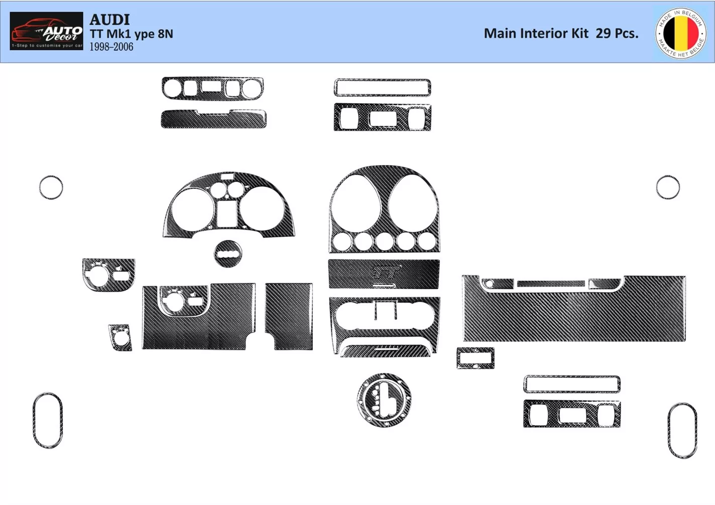 Audi TT 2001-2006 Soft Roof-Coupe, 29 Parts set Interior BD Dash Trim Kit