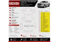 Dodge Ram 1500 2013-2019 kit rivestimento cruscotto e interni 3D 60 pezzi