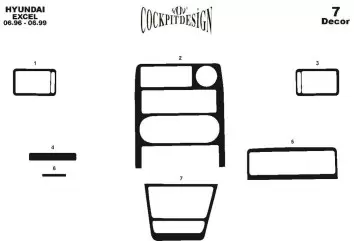 Hyundai Excel 01.91-08.94 3M 3D Interior Dashboard Trim Kit Dash Trim Dekor 7-Parts