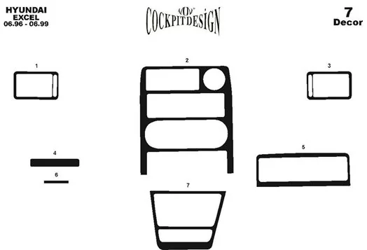 Hyundai Excel 01.91-08.94 3M 3D Interior Dashboard Trim Kit Dash Trim Dekor 7-Parts