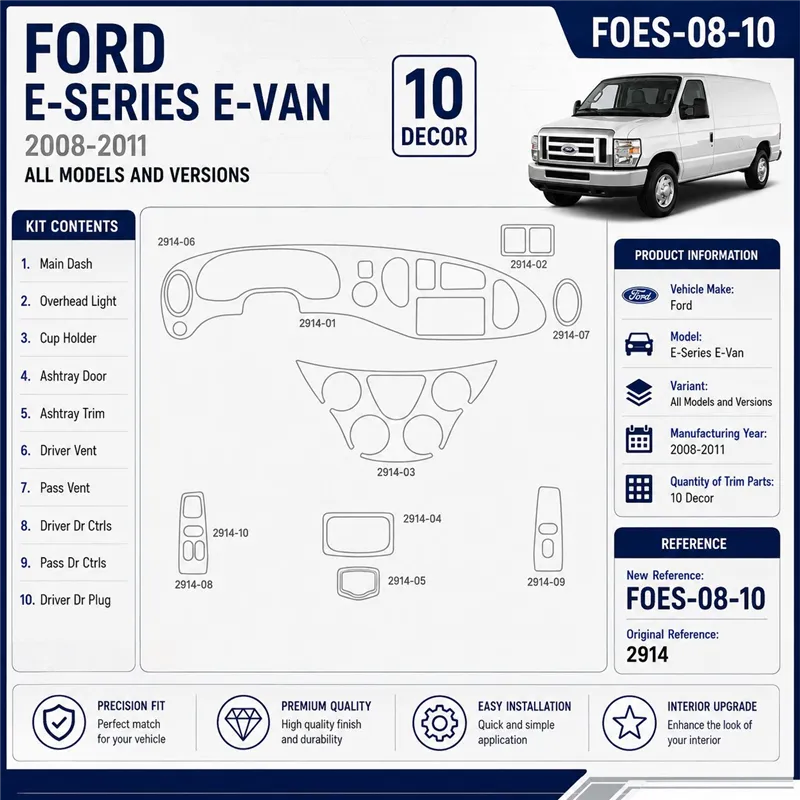 Ford E-Series E-Van 2008-2011 3D Cockpit Dekor Interieurleisten Set 10-teilig