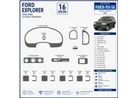 Ford Explorer 1993-1995 kit rivestimento cruscotto e interni 3D 16 pezzi