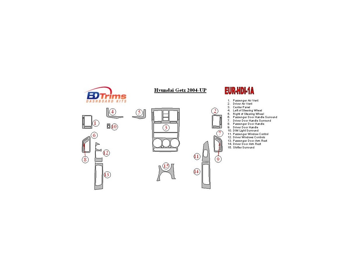 Hyundai Getz 2004-UP Interior BD Dash Trim Kit