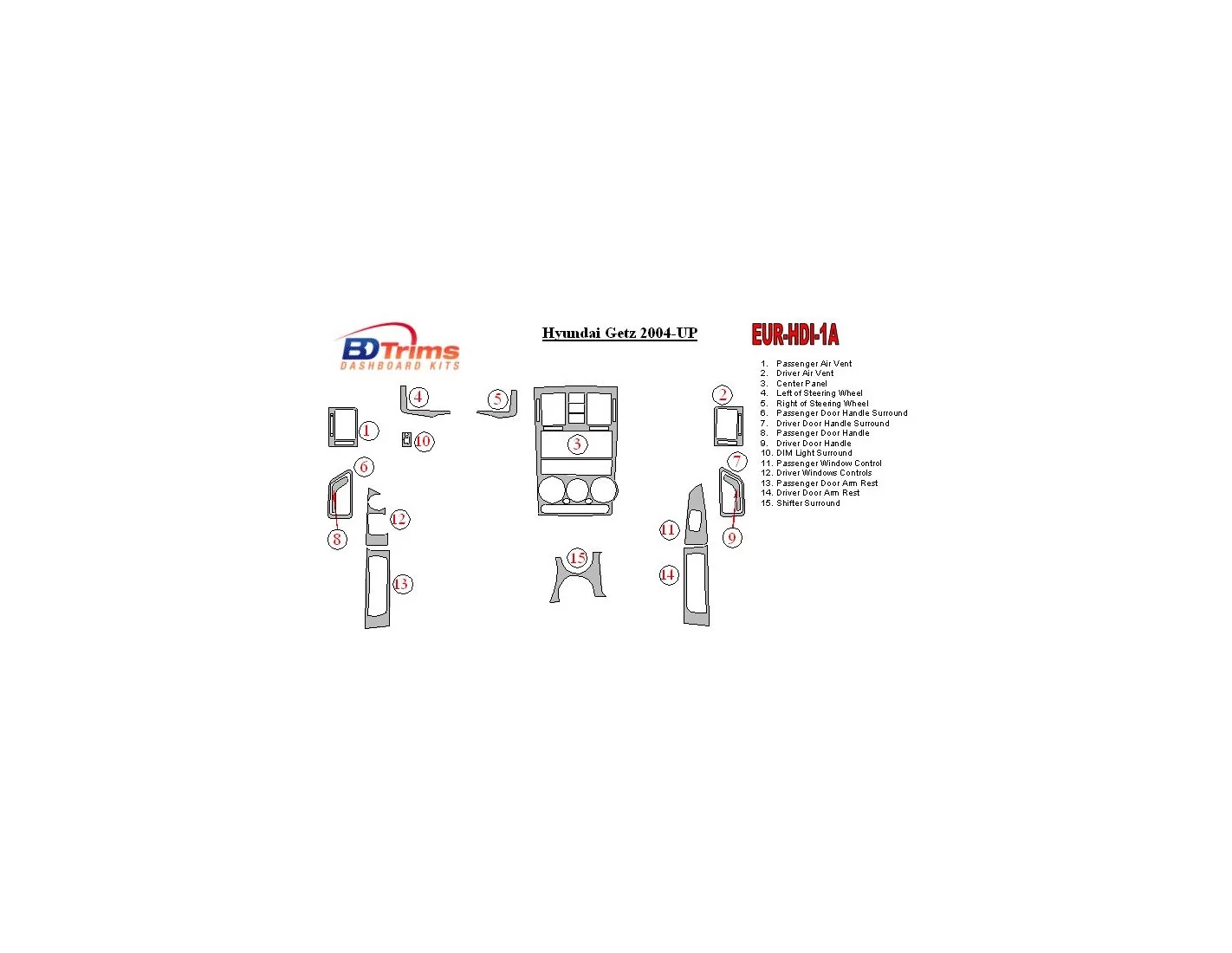 Hyundai Getz 2004-UP Interior BD Dash Trim Kit