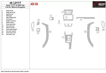 Audi TT 2007-2014 Full Set, Without NAVI BD Interieur Dashboard Bekleding Volhouder