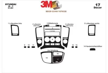 Hyundai H1 03.2008 3M 3D Interior Dashboard Trim Kit Dash Trim Dekor 17-Parts