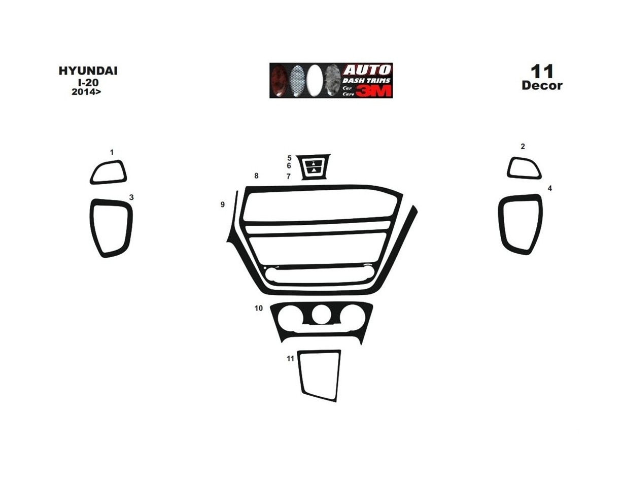 Hyundai I 20 06.2014 3D Inleg dashboard Interieurset aansluitend en pasgemaakt op he 11-Parts