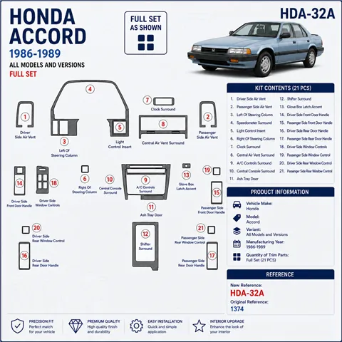 Honda Accord 1986-1989 Full Set interieur dashboard decoratieset dashboard decor