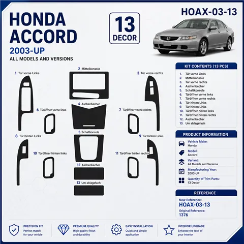 Honda Accord 2003 - à aujourd’hui 3D kit décoration intérieure tableau de bord 13 pièces