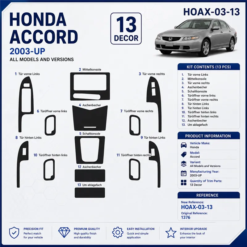 Honda Accord 2003-heute 3D Cockpit Dekor Interieurleisten Set 13-teilig