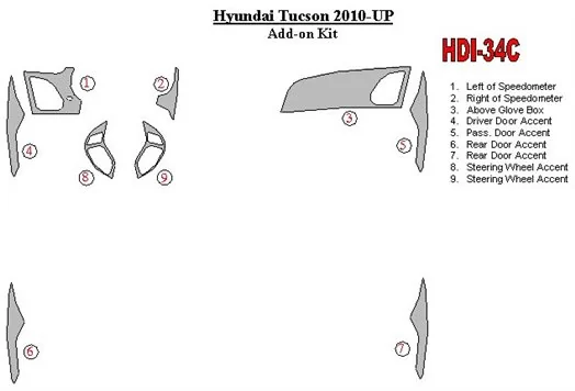 Hyundai ix35 2010-UP additional kit Interior BD Dash Trim Kit