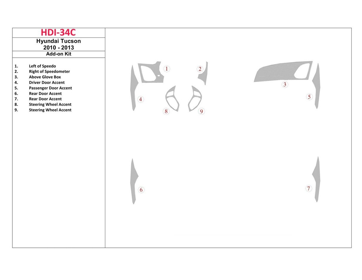 Hyundai ix35 2010-UP additional kit BD innenausstattung armaturendekor cockpit dekor - 1- Cockpit Dekor Innenraum