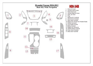 Hyundai ix35 2010-UP Basic Set, With NAVI Interior BD Dash Trim Kit