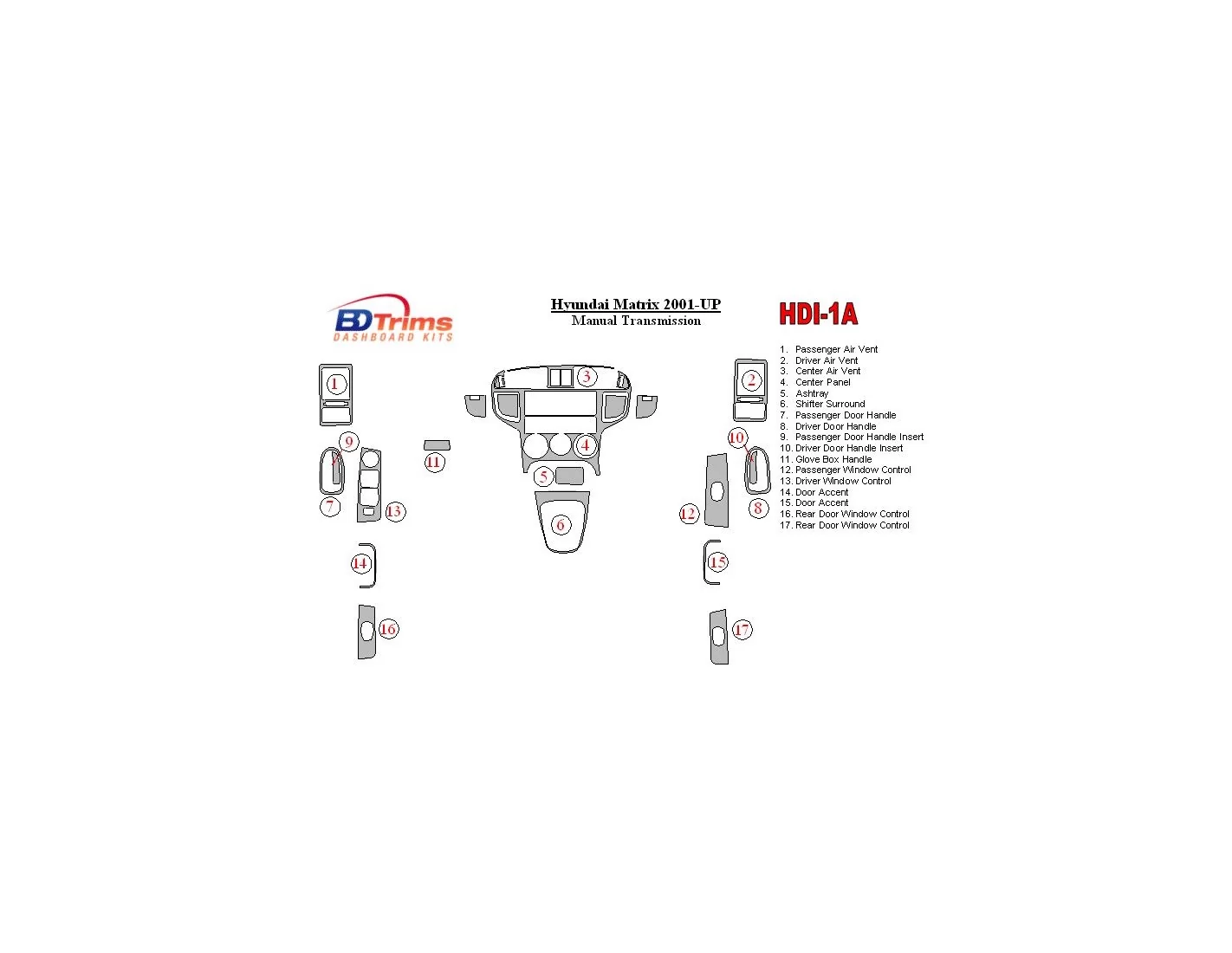 Hyundai Matrix 2001-UP Manual Gear Box Interior BD Dash Trim Kit