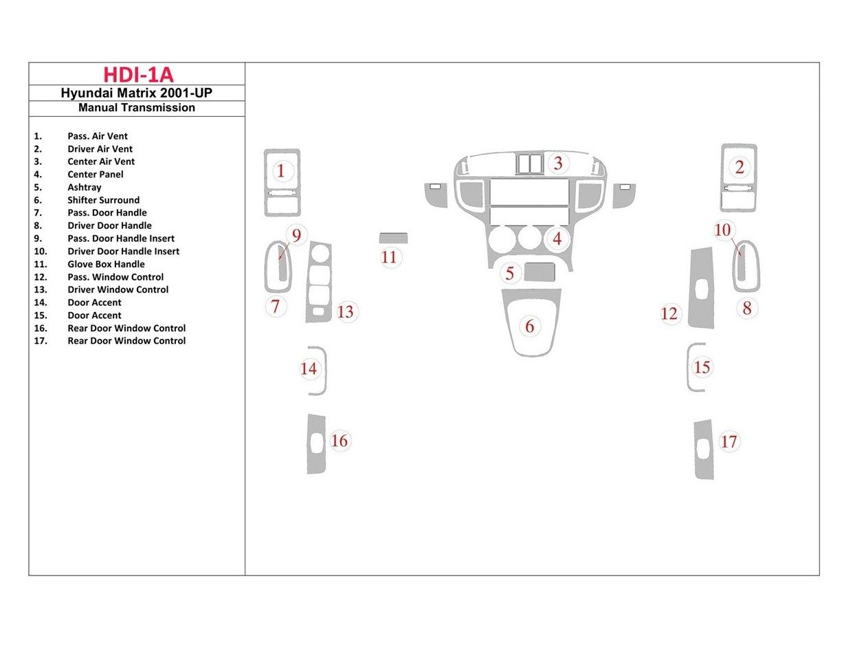 Hyundai Matrix 2001-UP Manual Gear Box Interior BD Dash Trim Kit